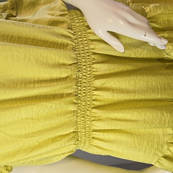 Steve Madden Prairie Dreams Golden Lime Ruffled Mini Dress Size L - Picture 5 of 13